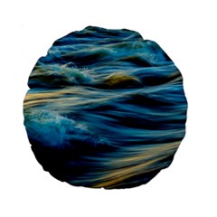 Waves Wave Water Blue Sea Ocean Abstract Standard 15  Premium Flano Round Cushions