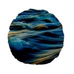 Waves Wave Water Blue Sea Ocean Abstract Standard 15  Premium Flano Round Cushions Back