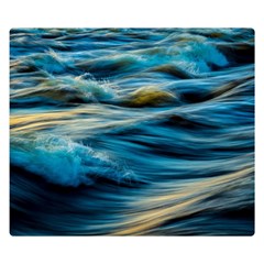 Waves Wave Water Blue Sea Ocean Abstract Two Sides Premium Plush Fleece Blanket (Small)