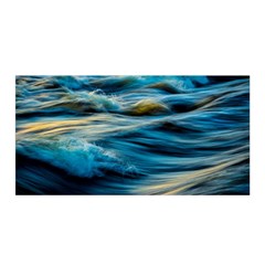 Waves Wave Water Blue Sea Ocean Abstract Satin Wrap 35  x 70 