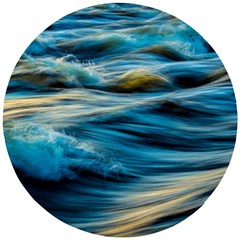 Waves Wave Water Blue Sea Ocean Abstract Wooden Puzzle Round by Salman4z