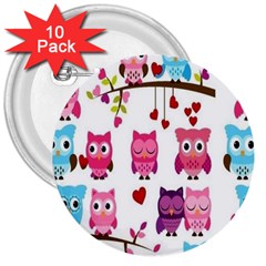 Owl Pattern 3  Buttons (10 Pack)  by Salman4z