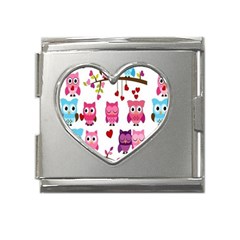 Owl Pattern Mega Link Heart Italian Charm (18mm) by Salman4z