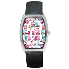 Owl Pattern Barrel Style Metal Watch by Salman4z