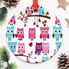 Owl Pattern Round Ornament (two Sides) by Salman4z