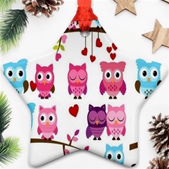 Owl Pattern Star Ornament (two Sides) by Salman4z