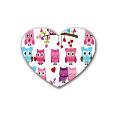 Owl Pattern Rubber Heart Coaster (4 Pack) by Salman4z