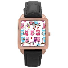 Owl Pattern Rose Gold Leather Watch  by Salman4z