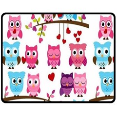 Owl Pattern Two Sides Fleece Blanket (medium) by Salman4z