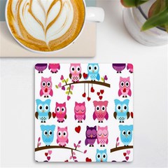 Owl Pattern Uv Print Square Tile Coaster  by Salman4z