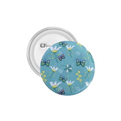 Butterflies Flowers Blue Background Spring Pattern 1 75  Buttons by Ravend