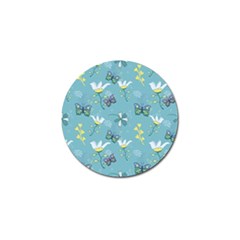 Butterflies Flowers Blue Background Spring Pattern Golf Ball Marker (4 Pack) by Ravend