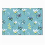 Butterflies Flowers Blue Background Spring Pattern Postcards 5  x 7  (Pkg of 10) Front