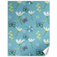 Butterflies Flowers Blue Background Spring Pattern Canvas 36  X 48  by Ravend