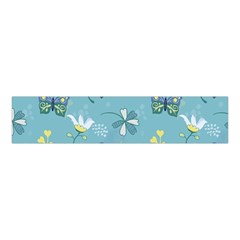 Butterflies Flowers Blue Background Spring Pattern Velvet Scrunchie by Ravend