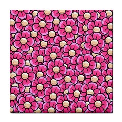 Pattern Scrapbooking Flowers Bloom Decorative Tile Coaster by Ravend