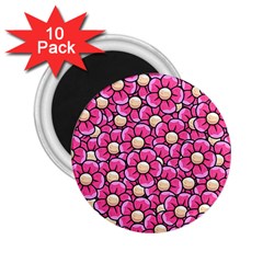 Pattern Scrapbooking Flowers Bloom Decorative 2 25  Magnets (10 Pack)  by Ravend