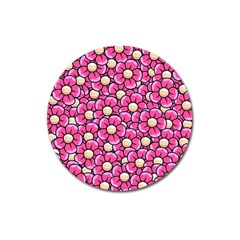 Pattern Scrapbooking Flowers Bloom Decorative Magnet 3  (round) by Ravend