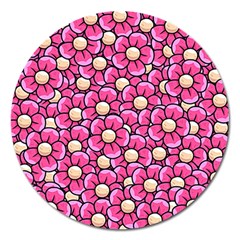 Pattern Scrapbooking Flowers Bloom Decorative Magnet 5  (round) by Ravend