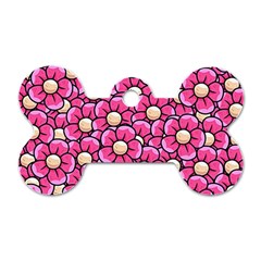 Pattern Scrapbooking Flowers Bloom Decorative Dog Tag Bone (two Sides)