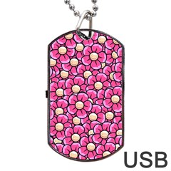 Pattern Scrapbooking Flowers Bloom Decorative Dog Tag Usb Flash (one Side) by Ravend