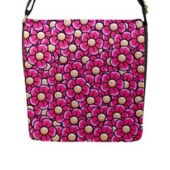 Pattern Scrapbooking Flowers Bloom Decorative Flap Closure Messenger Bag (l) by Ravend