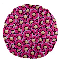 Pattern Scrapbooking Flowers Bloom Decorative Large 18  Premium Flano Round Cushions by Ravend