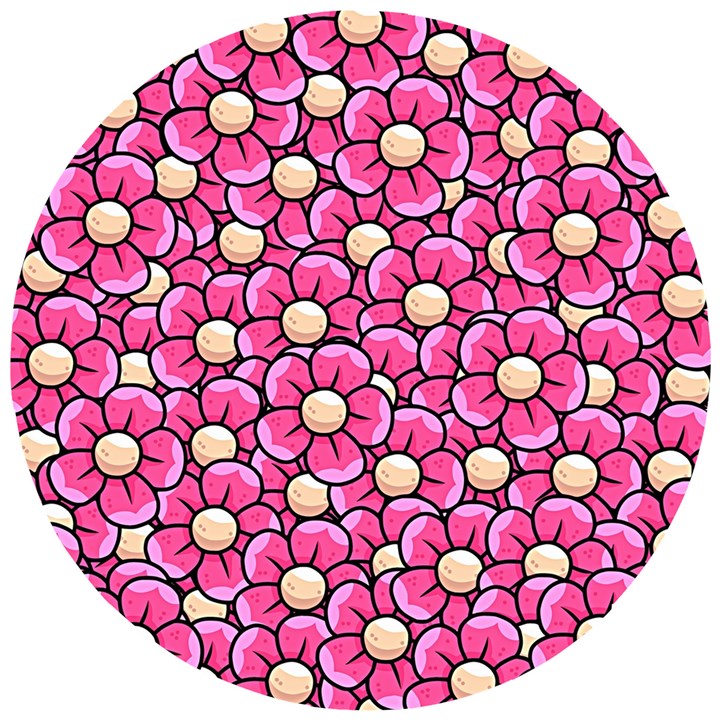 Pattern Scrapbooking Flowers Bloom Decorative Wooden Puzzle Round