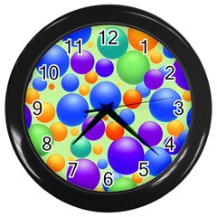 Background Pattern Design Colorful Bubbles Wall Clock (black) by Ravend