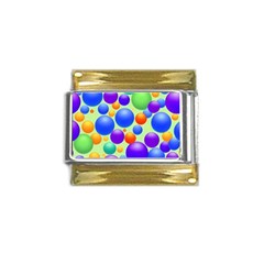 Background Pattern Design Colorful Bubbles Gold Trim Italian Charm (9mm) by Ravend