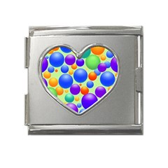 Background Pattern Design Colorful Bubbles Mega Link Heart Italian Charm (18mm) by Ravend