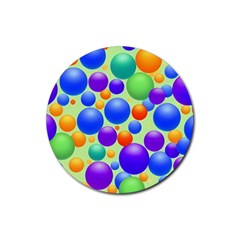 Background Pattern Design Colorful Bubbles Rubber Coaster (round) by Ravend