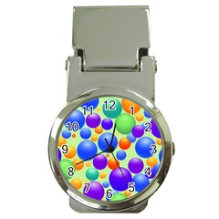 Background Pattern Design Colorful Bubbles Money Clip Watches by Ravend