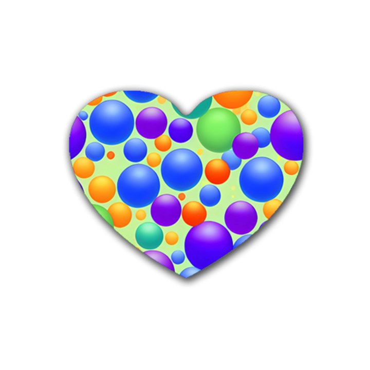 Background Pattern Design Colorful Bubbles Rubber Coaster (Heart)