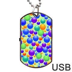 Background Pattern Design Colorful Bubbles Dog Tag Usb Flash (two Sides) by Ravend