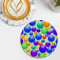 Background Pattern Design Colorful Bubbles Uv Print Round Tile Coaster by Ravend