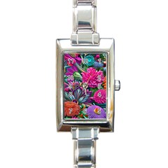 Flowers Nature Spring Blossom Flora Petals Art Rectangle Italian Charm Watch by Ravend