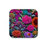 Flowers Nature Spring Blossom Flora Petals Art Rubber Coaster (Square) Front