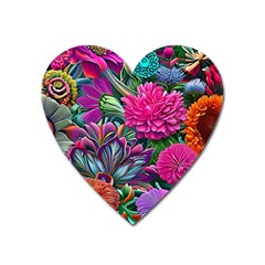 Flowers Nature Spring Blossom Flora Petals Art Heart Magnet by Ravend