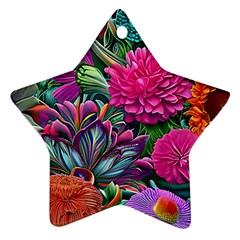 Flowers Nature Spring Blossom Flora Petals Art Star Ornament (two Sides) by Ravend