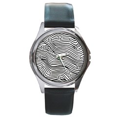 Black And White Cartoon Coloring Round Metal Watch by Ravend