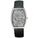 Black And White Cartoon Coloring Barrel Style Metal Watch Front