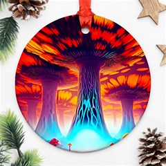 Sci-fi Fantasy Art Painting Colorful Pattern Round Ornament (two Sides) by Ravend