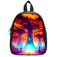 Sci-fi Fantasy Art Painting Colorful Pattern School Bag (small) by Ravend