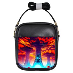 Sci-fi Fantasy Art Painting Colorful Pattern Girls Sling Bag by Ravend