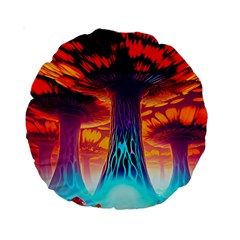 Sci-fi Fantasy Art Painting Colorful Pattern Standard 15  Premium Round Cushions by Ravend