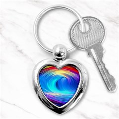 Art Fantasy Painting Colorful Pattern Design Key Chain (heart) by Ravend