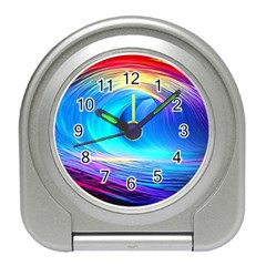 Art Fantasy Painting Colorful Pattern Design Travel Alarm Clock by Ravend