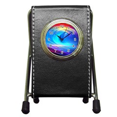 Art Fantasy Painting Colorful Pattern Design Pen Holder Desk Clock by Ravend