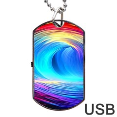 Art Fantasy Painting Colorful Pattern Design Dog Tag Usb Flash (one Side) by Ravend